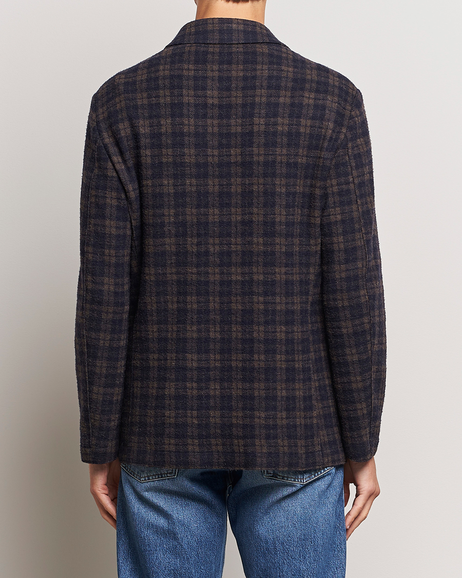 Homme | Blazers | Harris Wharf London | Dropped Shoulder Checked Jacket Navy/Brown