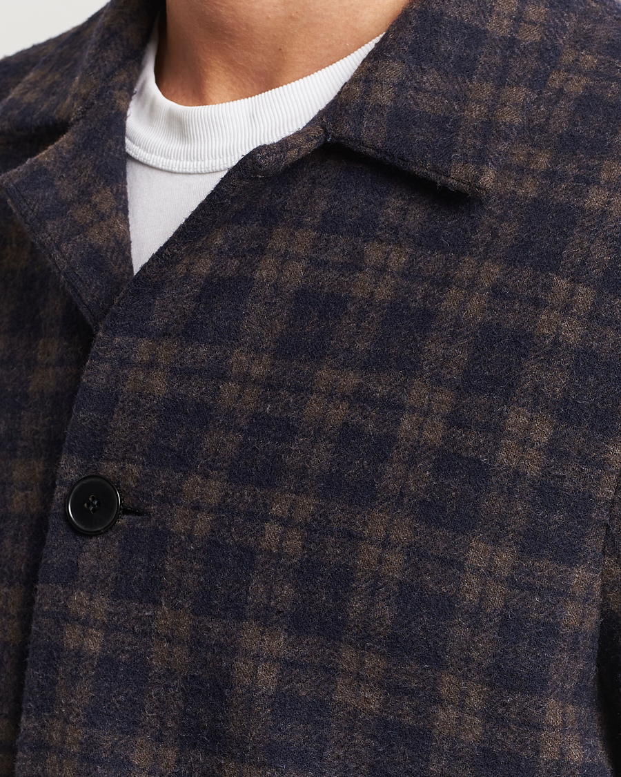 Homme | Blazers | Harris Wharf London | Dropped Shoulder Checked Jacket Navy/Brown