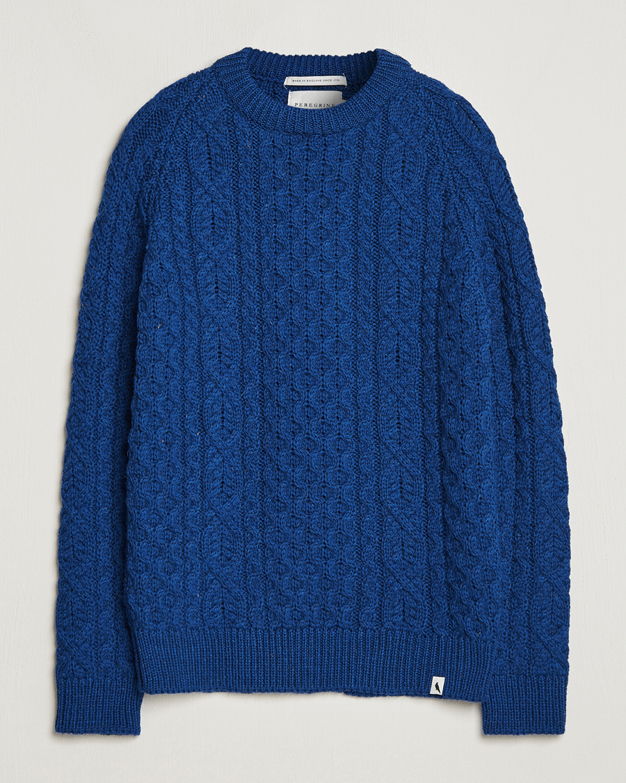 Homme | Pulls Et Tricots | Peregrine | Hudson Wool Aran Knitted Jumper Cobalt
