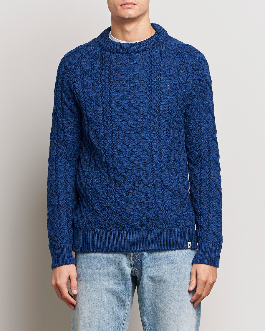 Homme | Pulls Et Tricots | Peregrine | Hudson Wool Aran Knitted Jumper Cobalt