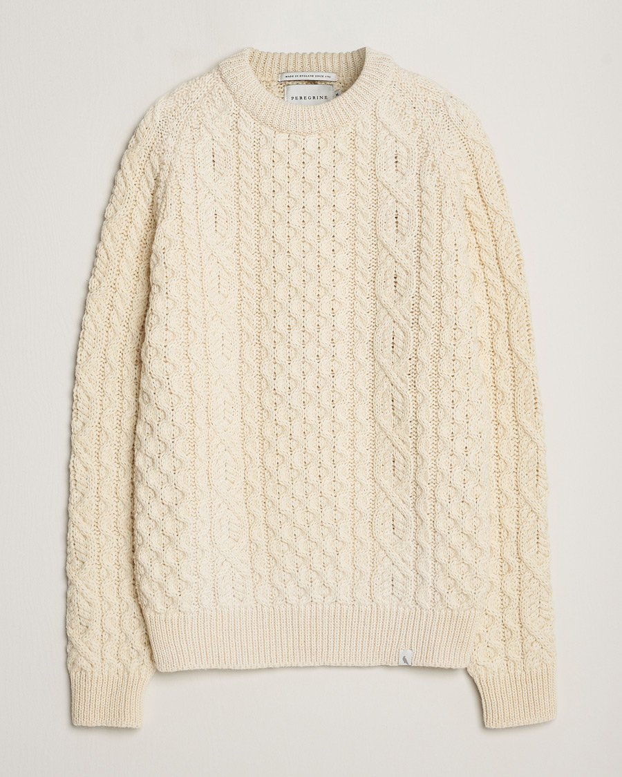 Homme | Pulls Et Tricots | Peregrine | Hudson Wool Aran Knitted Jumper Ecru
