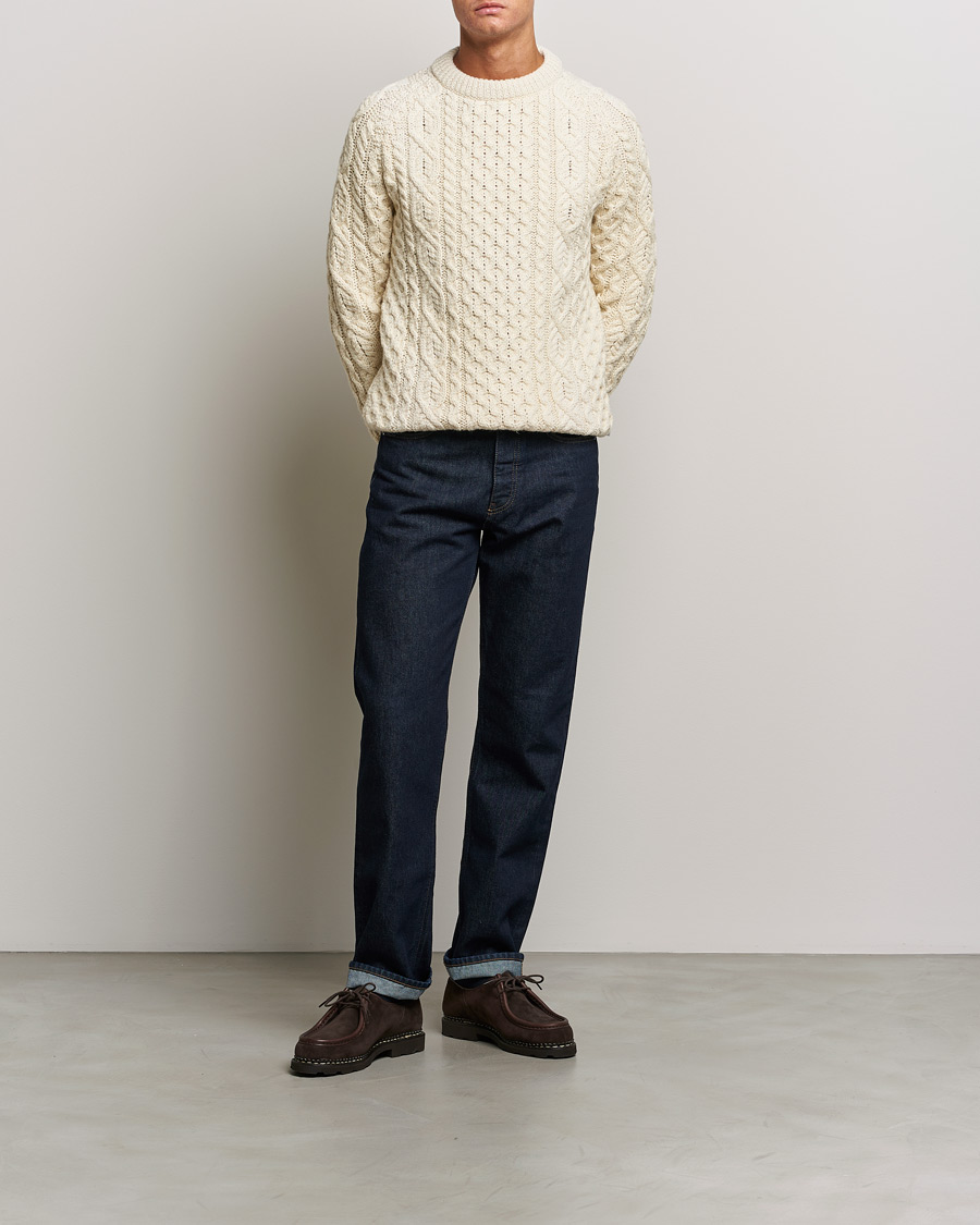 Homme | Pulls Et Tricots | Peregrine | Hudson Wool Aran Knitted Jumper Ecru