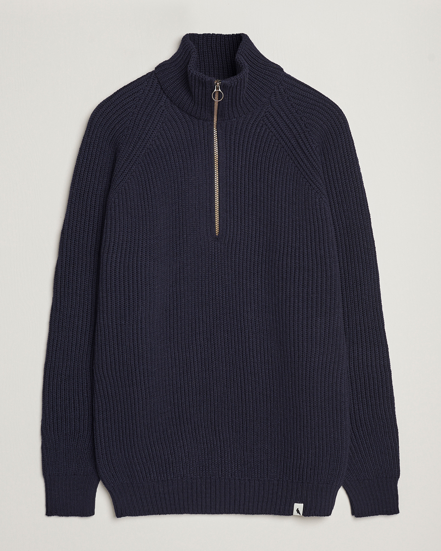 Homme | Pulls Et Tricots | Peregrine | Ford Knitted Wool Half Zip Navy
