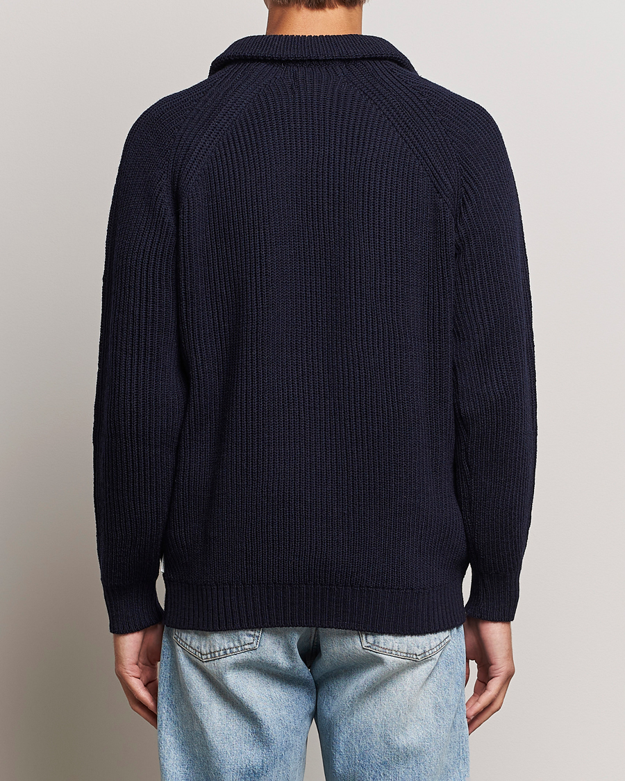 Homme | Pulls Et Tricots | Peregrine | Ford Knitted Wool Half Zip Navy