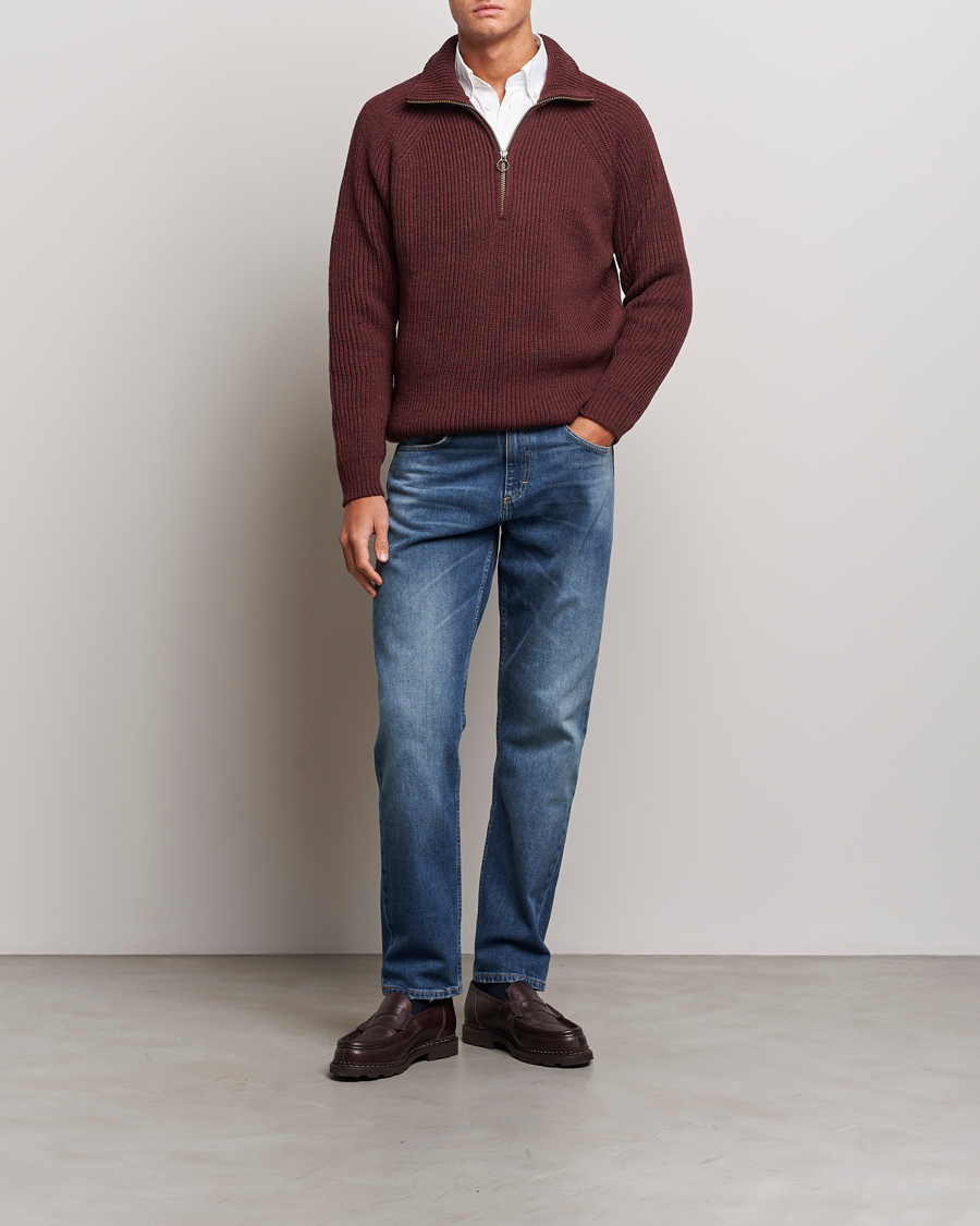 Homme | Pulls Et Tricots | Peregrine | Ford Knitted Wool Half Zip Shiraz