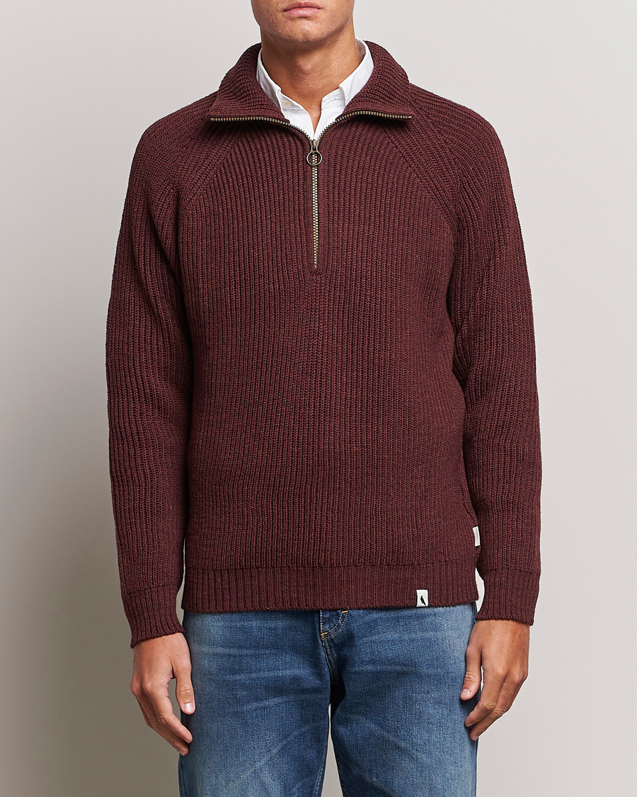 Homme | Pulls Et Tricots | Peregrine | Ford Knitted Wool Half Zip Shiraz