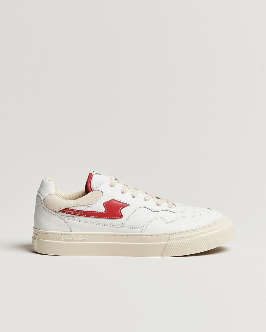 Homme | Stepney Workers Club Pearl S-Strike Leather Sneaker White/Red | Stepney Workers Club | Pearl S-Strike Leather Sneaker White/Red