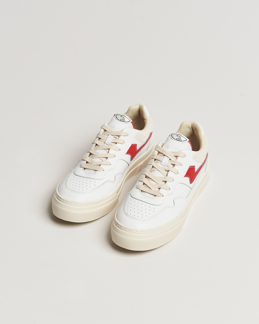 Homme | Stepney Workers Club Pearl S-Strike Leather Sneaker White/Red | Stepney Workers Club | Pearl S-Strike Leather Sneaker White/Red