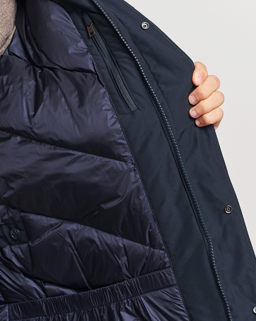 Homme | Manteaux Et Vestes | Woolrich | Polar High Collar Parka Melton Blue