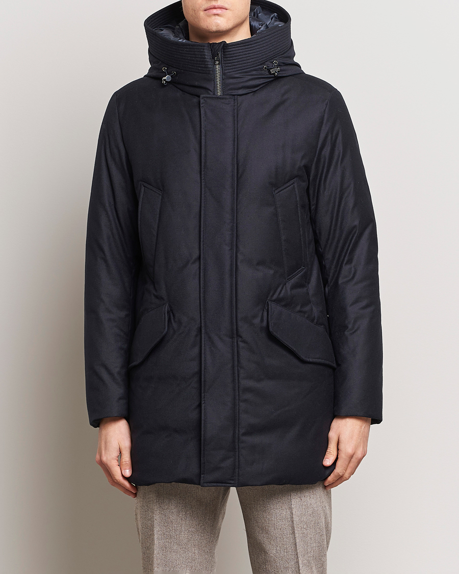 Homme | Manteaux Et Vestes | Woolrich | Luxe Loro Piana Long Parka Melton Blue