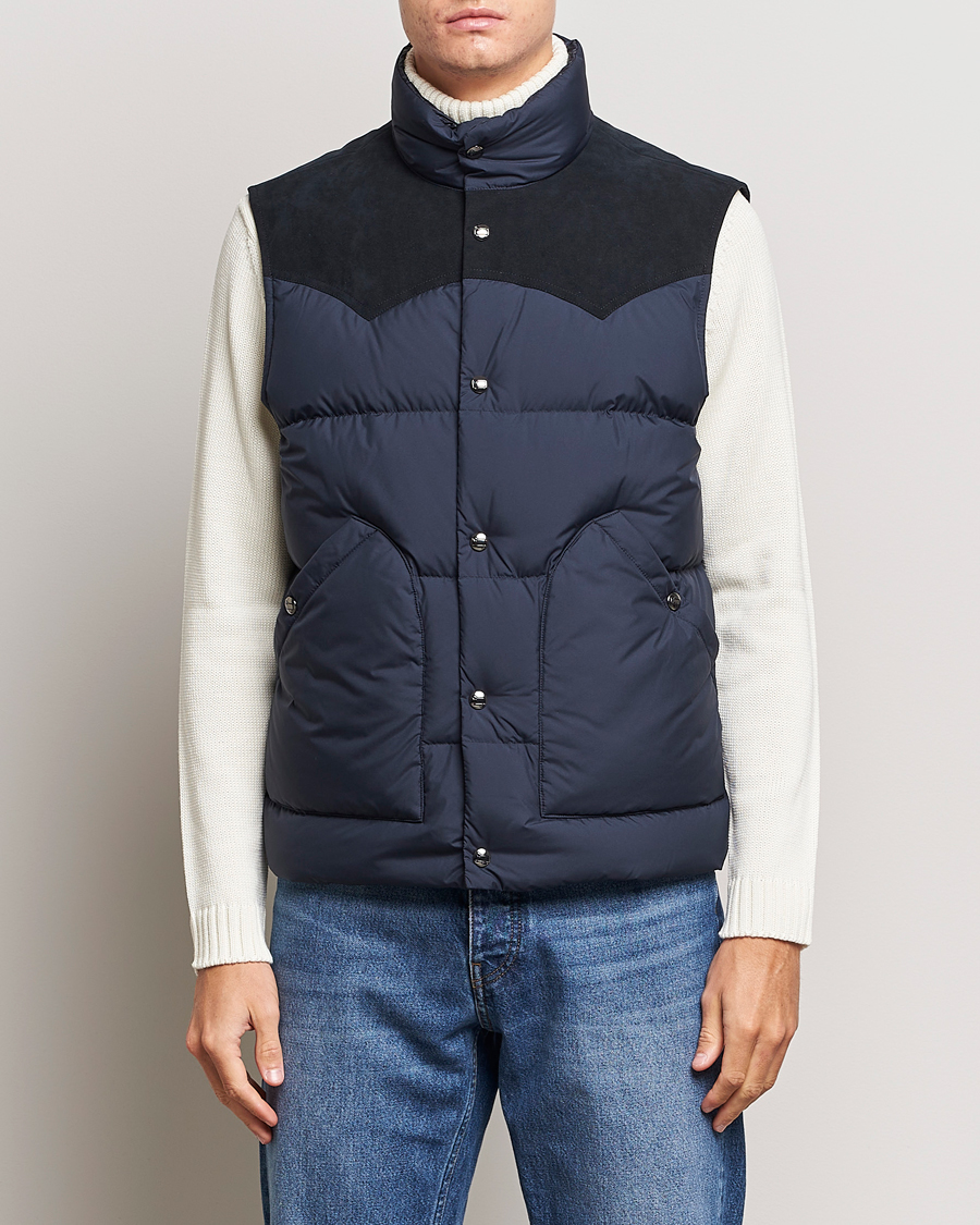 Homme | Manteaux Et Vestes | Woolrich | Western Down Vest Melton Blue