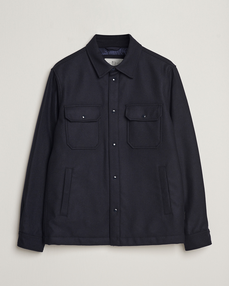 Homme | Manteaux Et Vestes | Woolrich | Alaskan Melton Wool Overshirt Melton Blue