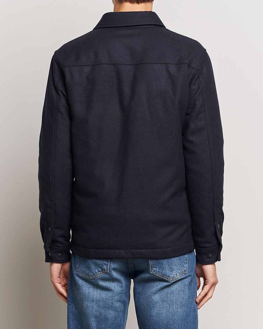 Homme | Manteaux Et Vestes | Woolrich | Alaskan Melton Wool Overshirt Melton Blue