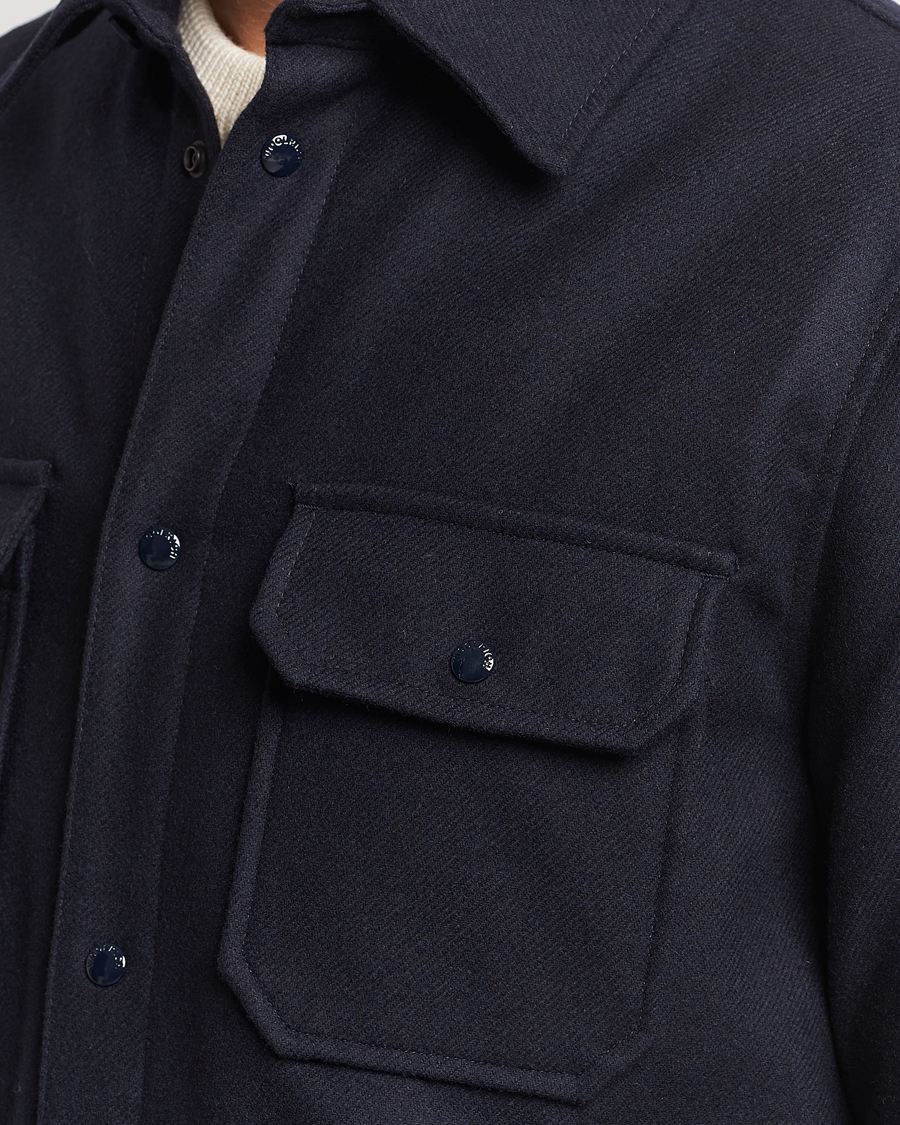 Homme | Manteaux Et Vestes | Woolrich | Alaskan Melton Wool Overshirt Melton Blue