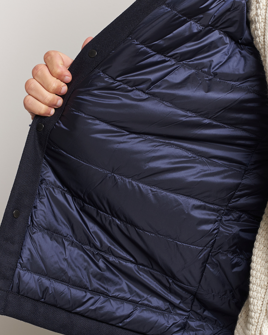 Homme | Manteaux Et Vestes | Woolrich | Alaskan Melton Wool Overshirt Melton Blue