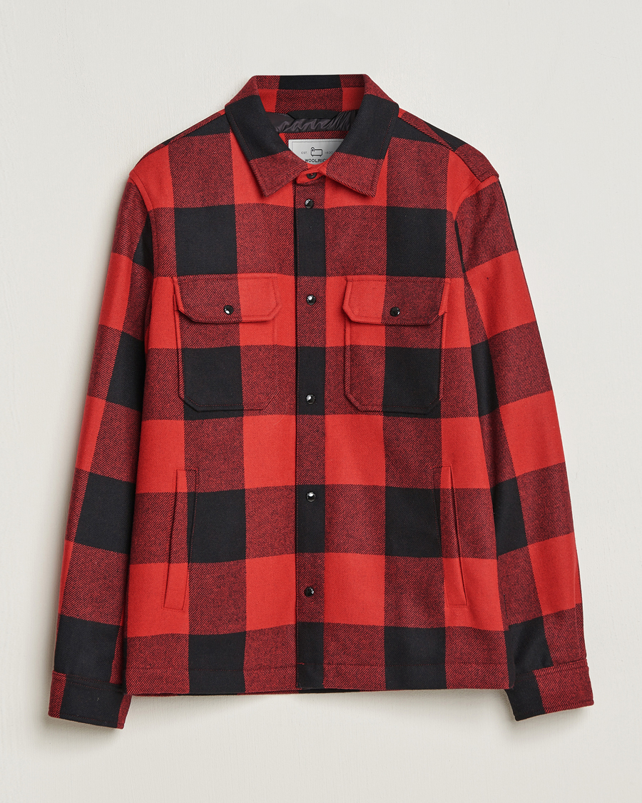 Homme | Manteaux Et Vestes | Woolrich | Alaskan Melton Wool Overshirt Red Buffalo