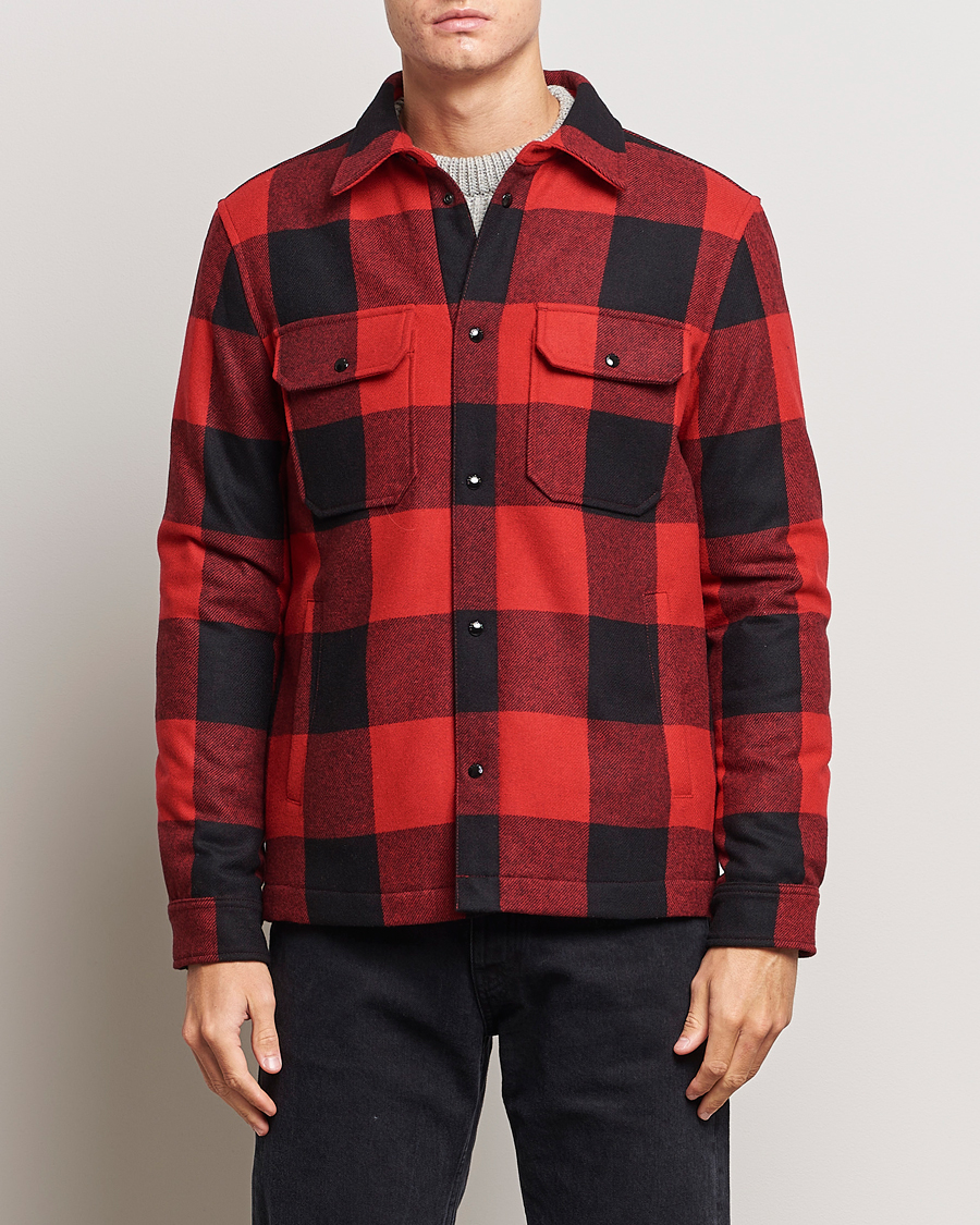 Homme | Manteaux Et Vestes | Woolrich | Alaskan Melton Wool Overshirt Red Buffalo