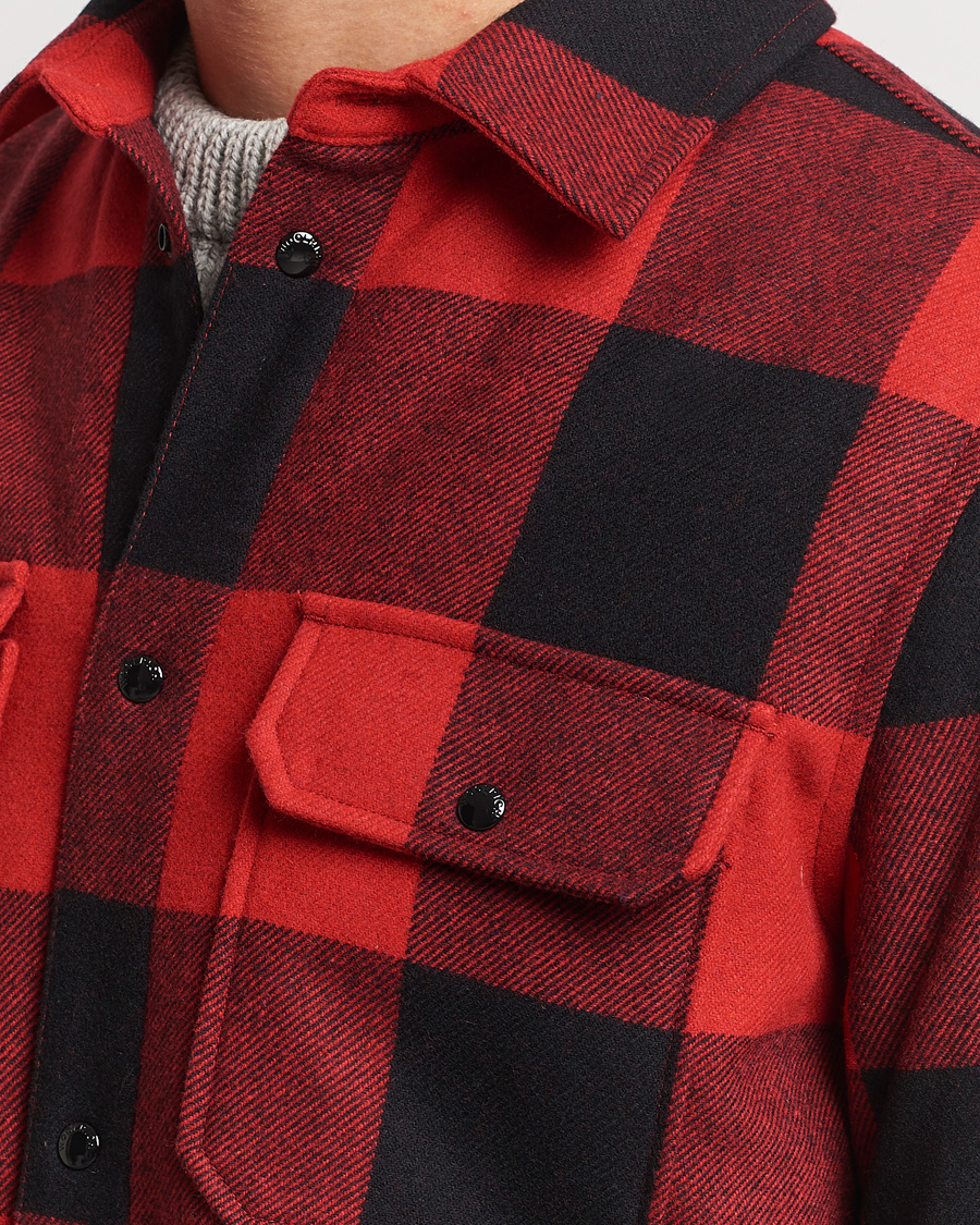 Homme | Manteaux Et Vestes | Woolrich | Alaskan Melton Wool Overshirt Red Buffalo