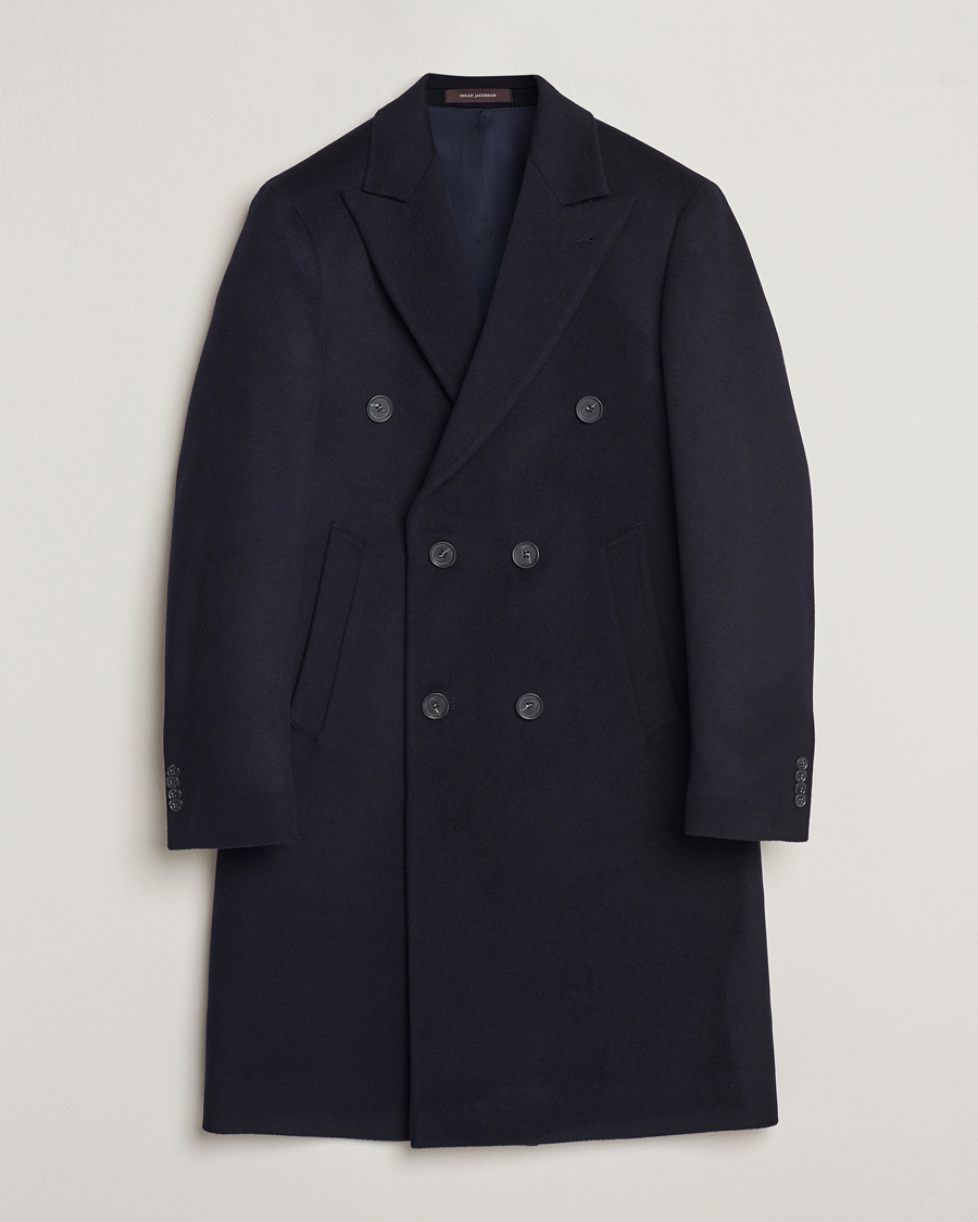 Homme | Manteaux Et Vestes | Oscar Jacobson | Slater Wool/Cashmere Double Breasted Coat Navy