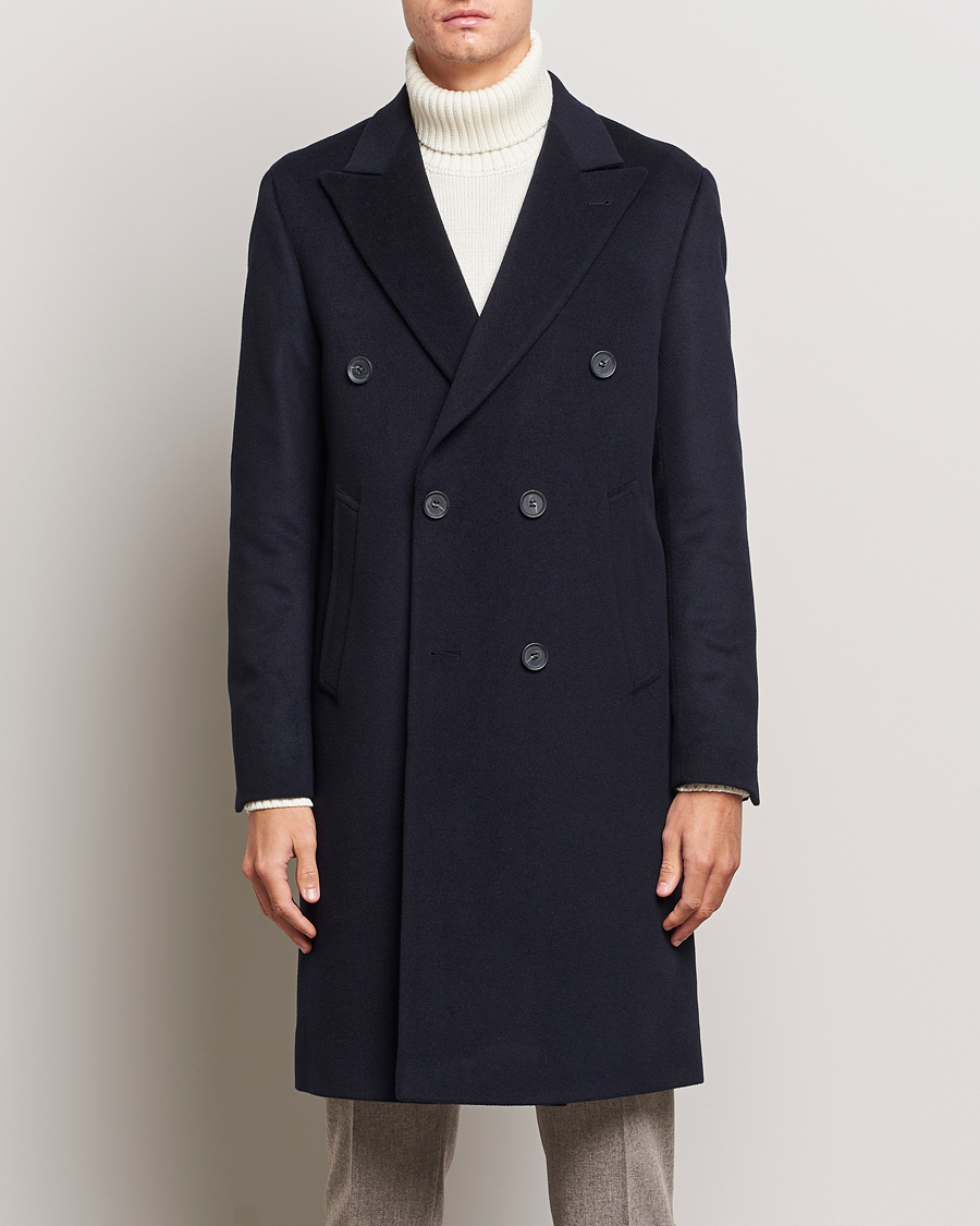 Homme | Manteaux Et Vestes | Oscar Jacobson | Slater Wool/Cashmere Double Breasted Coat Navy
