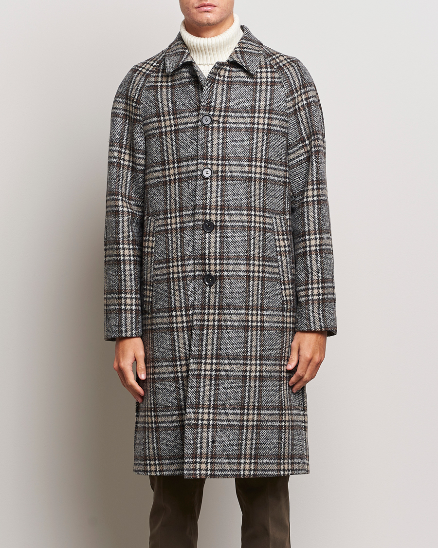 Homme | Manteaux Et Vestes | Oscar Jacobson | Sala Checked Raglan Wool Coat Brown