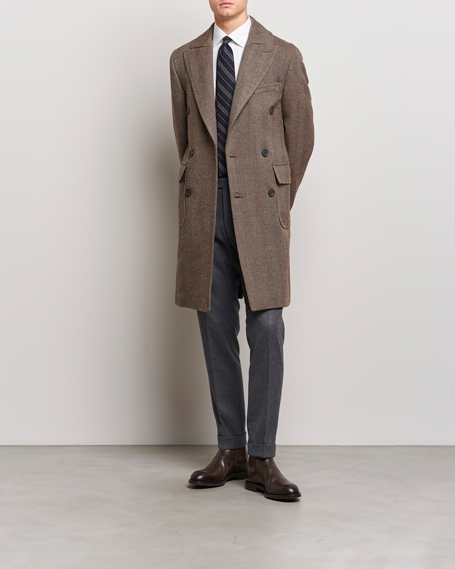Homme | Manteaux Et Vestes | Oscar Jacobson | Polo Wool Herringbone Coat Brown