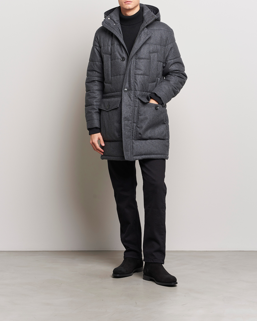 Homme | Manteaux Et Vestes | Oscar Jacobson | Stormar Padded Wool Parka Grey Melange