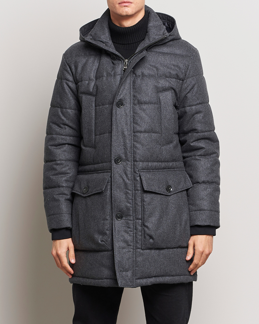 Homme | Manteaux Et Vestes | Oscar Jacobson | Stormar Padded Wool Parka Grey Melange
