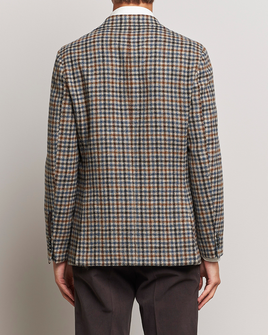 Homme | Blazers | Oscar Jacobson | Fogerty Soft Small Checked Wool Blazer Blue/Brown