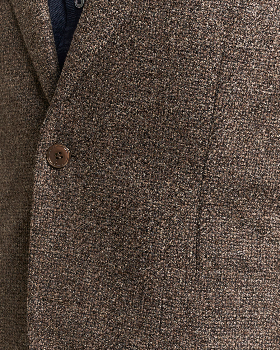 Homme | Blazers | Oscar Jacobson | Ferry Patch Hopsack Wool/Cotton/Cashmere Blazer Brown