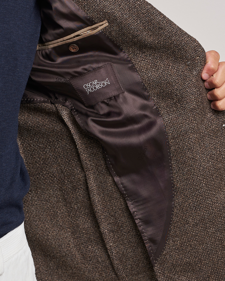 Homme | Blazers | Oscar Jacobson | Ferry Patch Hopsack Wool/Cotton/Cashmere Blazer Brown