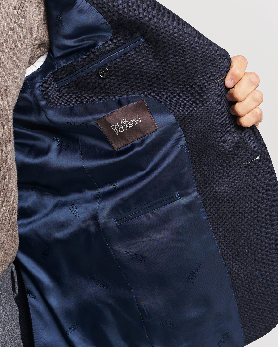 Homme | Blazers | Oscar Jacobson | Fogerty Structured Wool Blazer Navy
