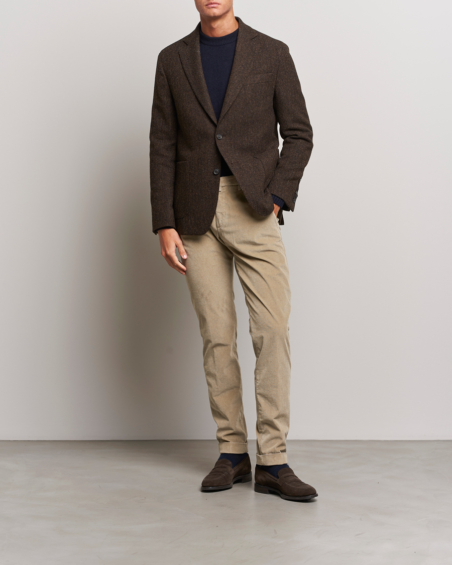 Homme | Blazers | Oscar Jacobson | Fogerty Moon Herringbone Tweed Blazer Brown