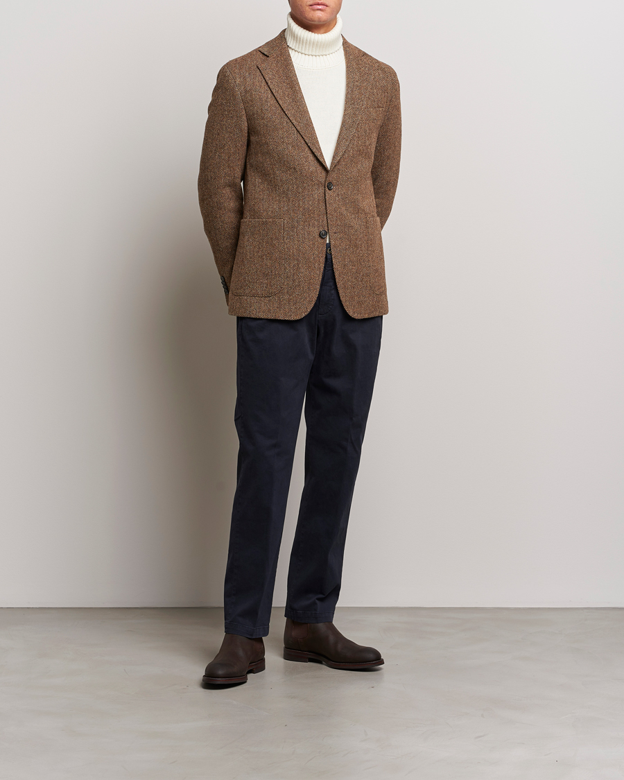 Homme | Blazers | Oscar Jacobson | Fogerty Moon Herringbone Tweed Blazer Beige