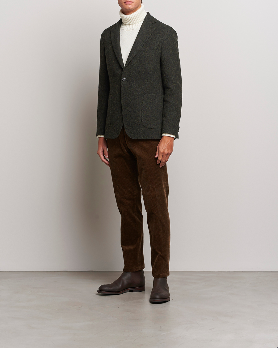 Homme | Blazers | Oscar Jacobson | Fogerty Moon Herringbone Tweed Blazer Green