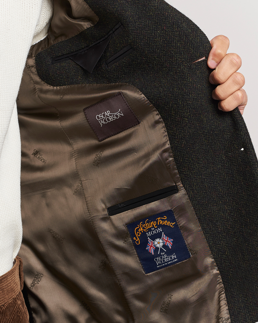 Homme | Blazers | Oscar Jacobson | Fogerty Moon Herringbone Tweed Blazer Green