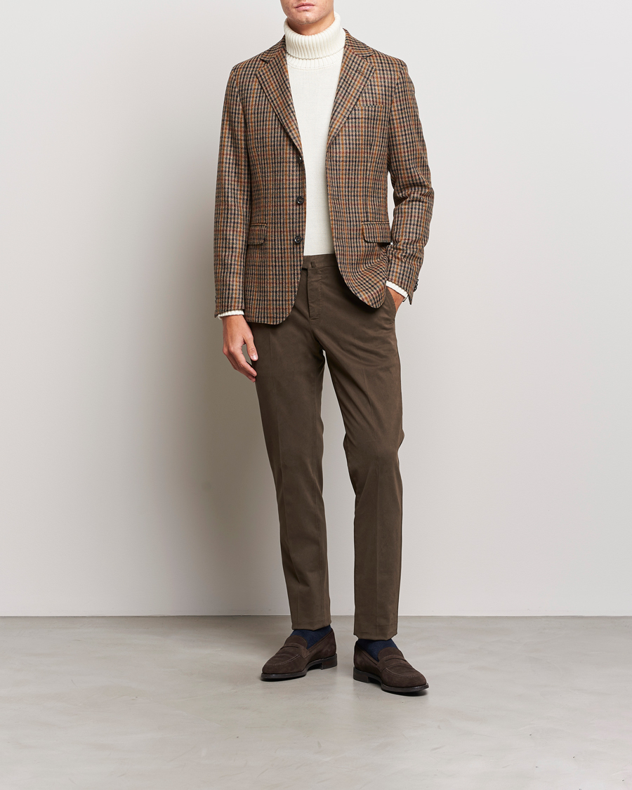 Homme | Blazers | Oscar Jacobson | Eizer Houndstooth Wool/Cashmere Blazer Brown