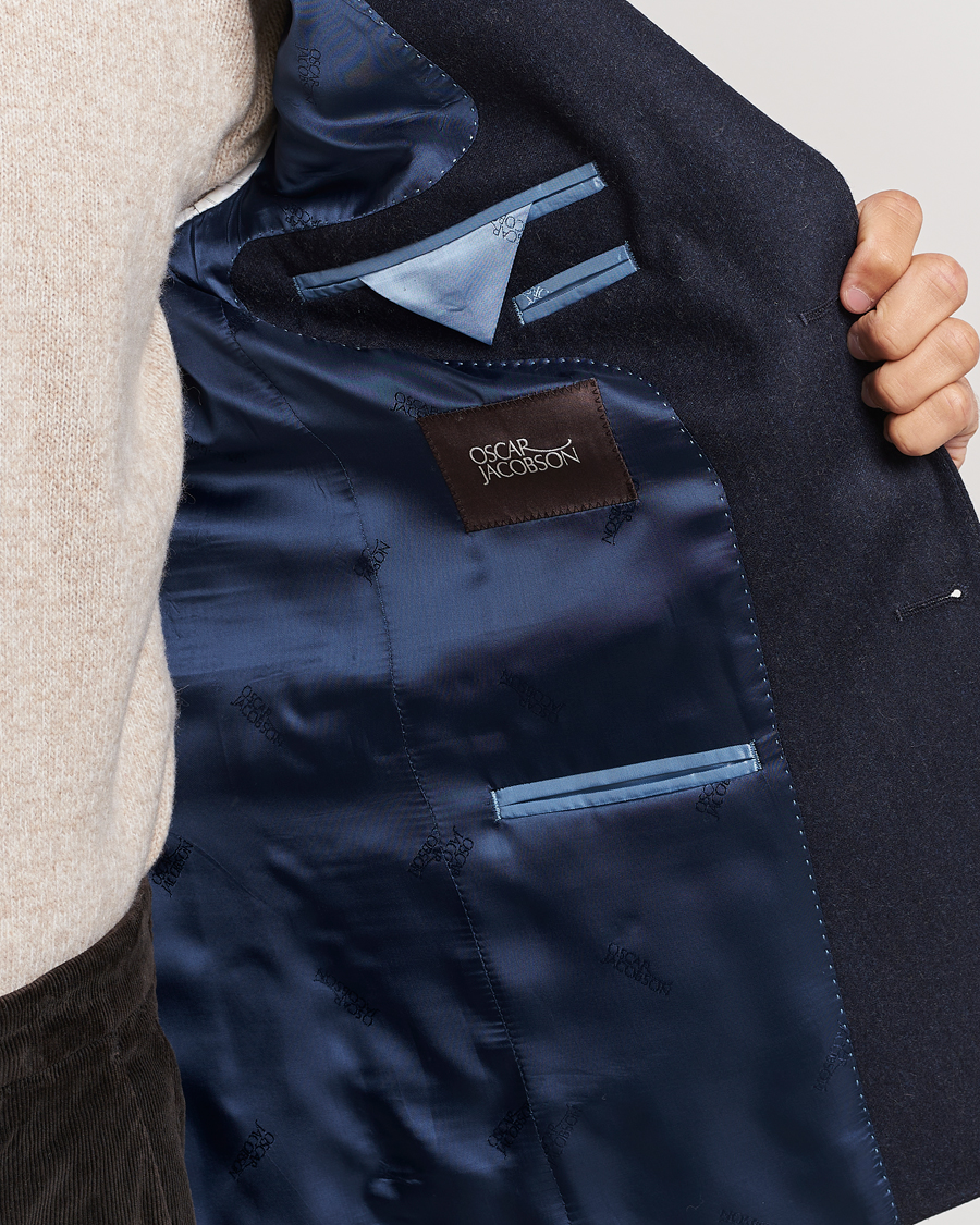 Homme | Blazers | Oscar Jacobson | Ego Wool Flannel Blazer Navy Melange