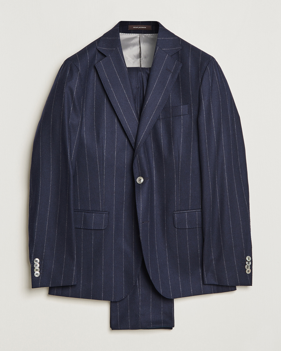 Homme | Costumes | Oscar Jacobson | Fogerty Denz Pinstripe Wool Suit Navy