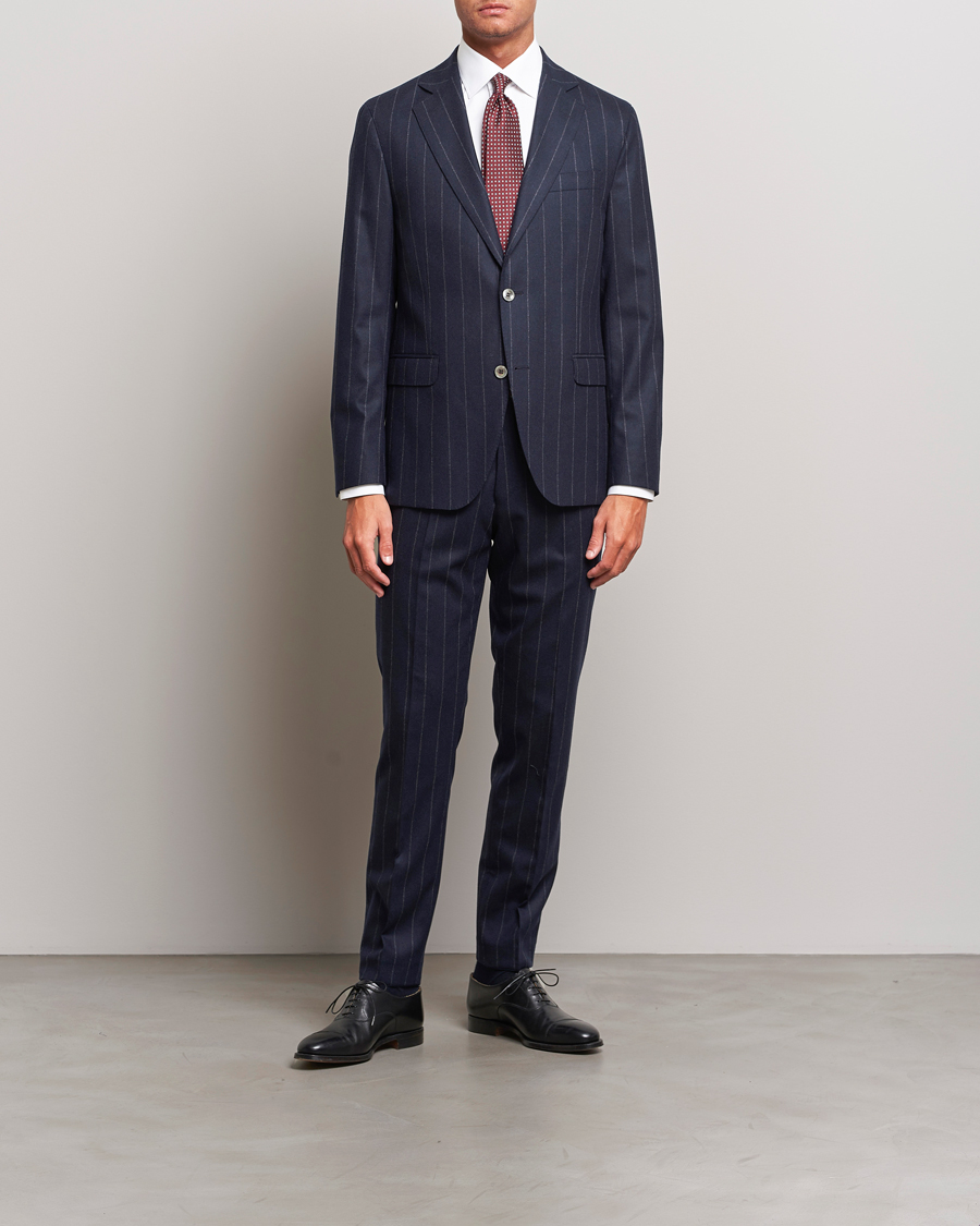 Homme | Costumes | Oscar Jacobson | Fogerty Denz Pinstripe Wool Suit Navy