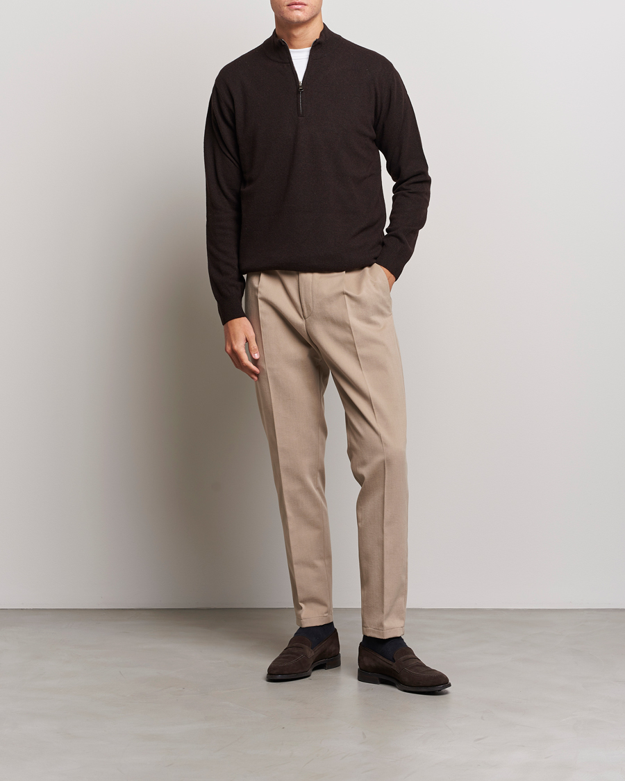 Homme | Pantalons | Oscar Jacobson | Delon Brushed Cotton Trousers Beige