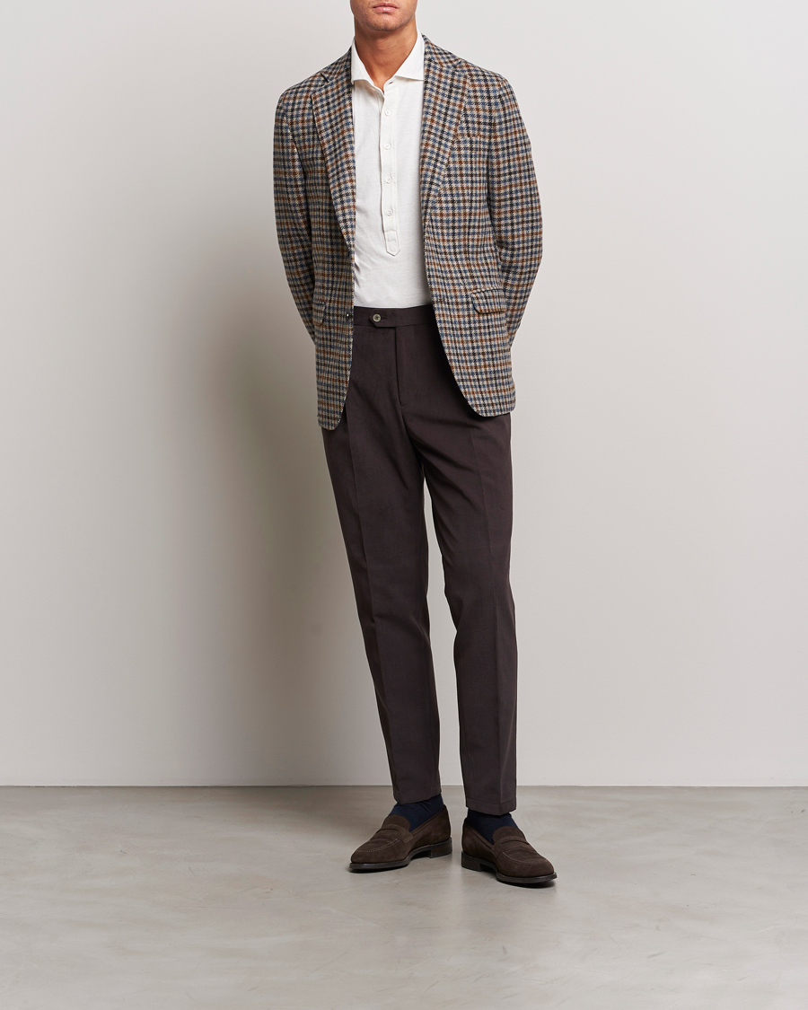 Homme | Pantalons | Oscar Jacobson | Delon Brushed Cotton Trousers Brown