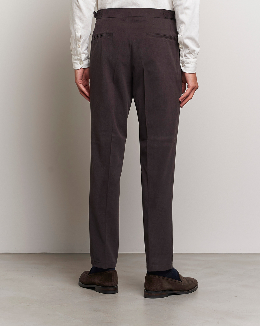 Homme | Pantalons | Oscar Jacobson | Delon Brushed Cotton Trousers Brown