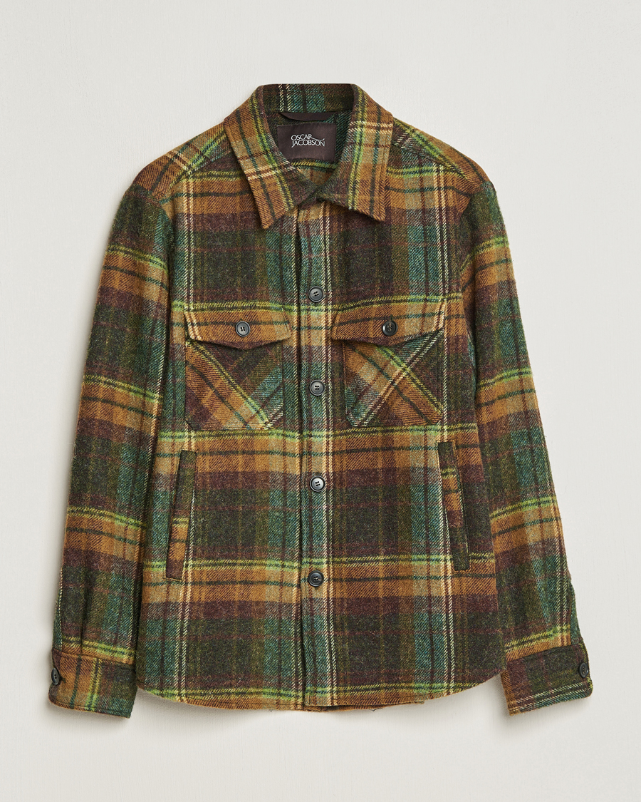 Homme | Chemises | Oscar Jacobson | Maverick Moon Checked Overshirt Green