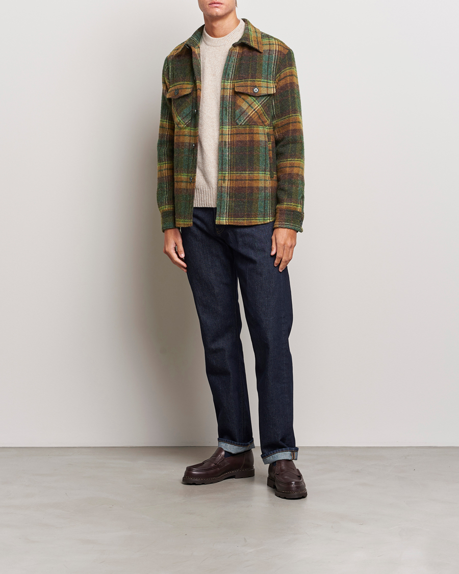 Homme | Chemises | Oscar Jacobson | Maverick Moon Checked Overshirt Green