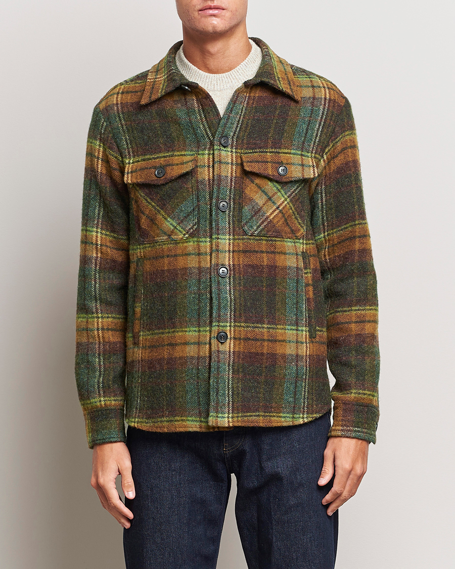 Homme | Chemises | Oscar Jacobson | Maverick Moon Checked Overshirt Green
