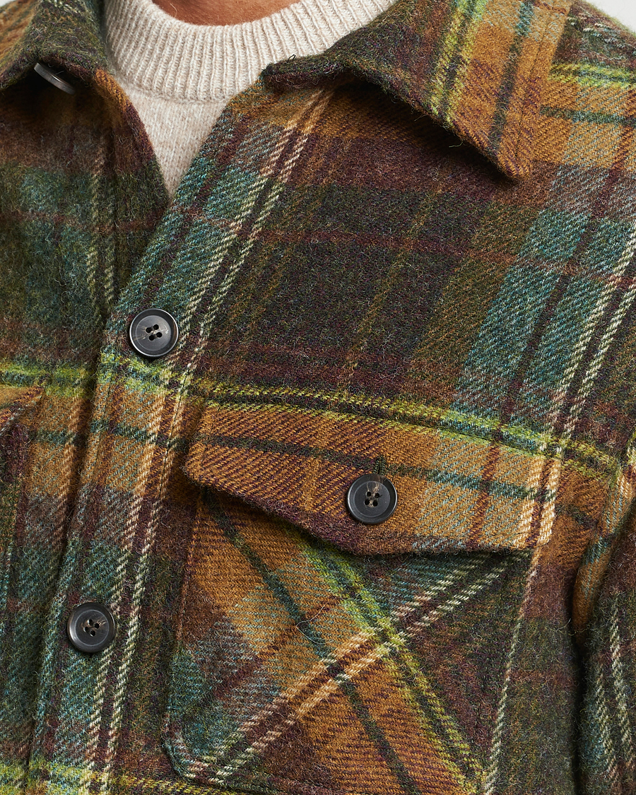 Homme | Chemises | Oscar Jacobson | Maverick Moon Checked Overshirt Green