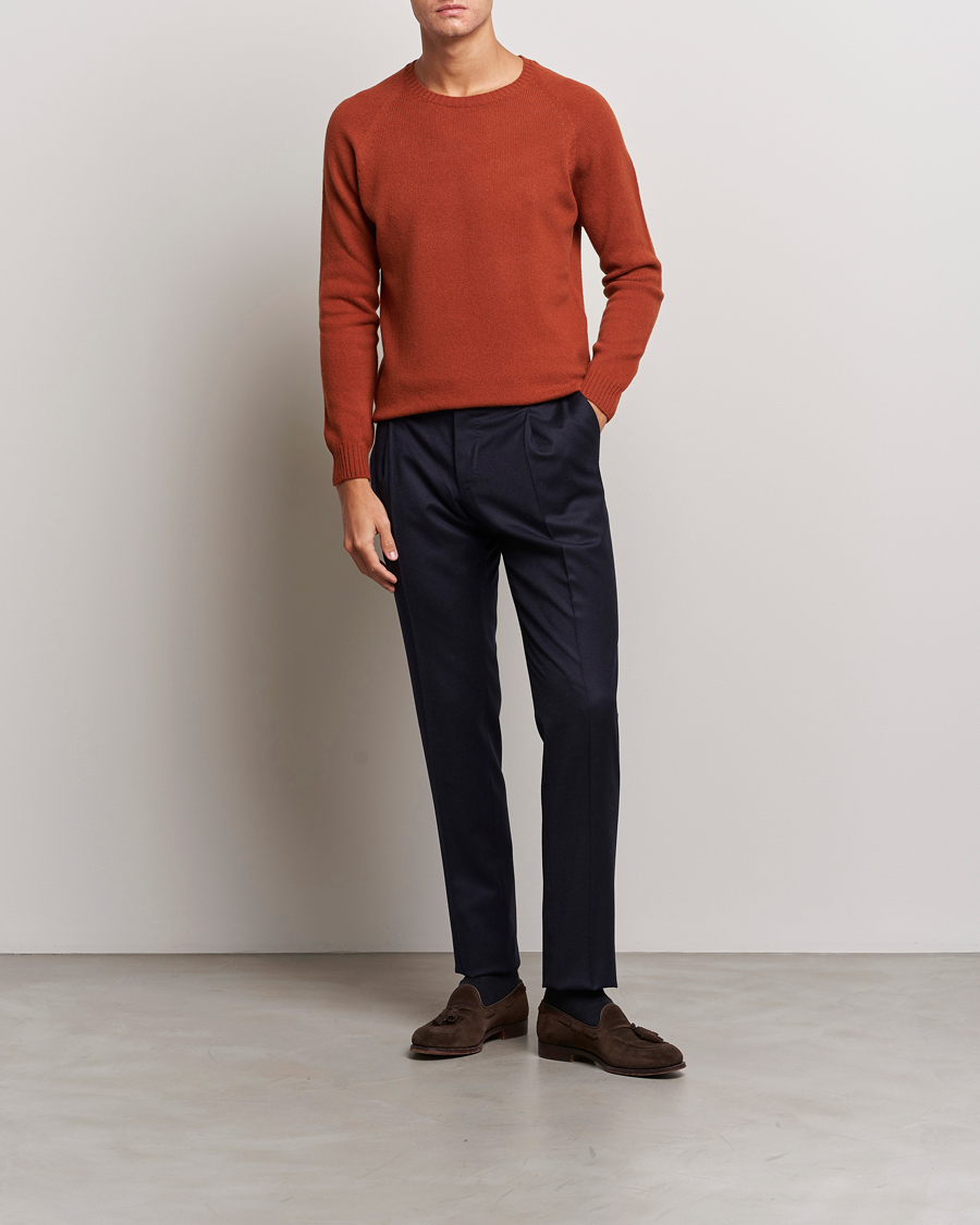 Homme | Pulls Et Tricots | Oscar Jacobson | Kendal Raglan Wool Crewneck Orange