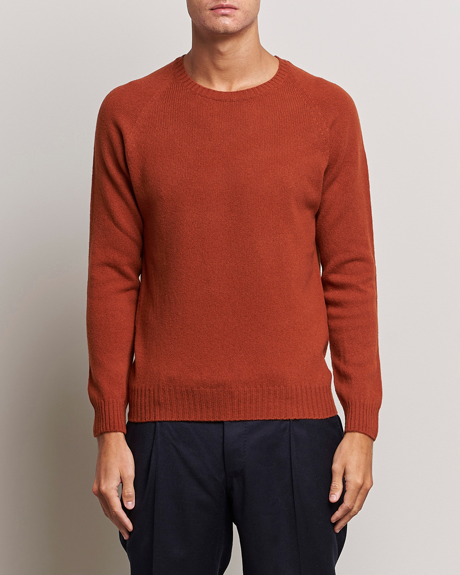 Homme | Pulls Et Tricots | Oscar Jacobson | Kendal Raglan Wool Crewneck Orange