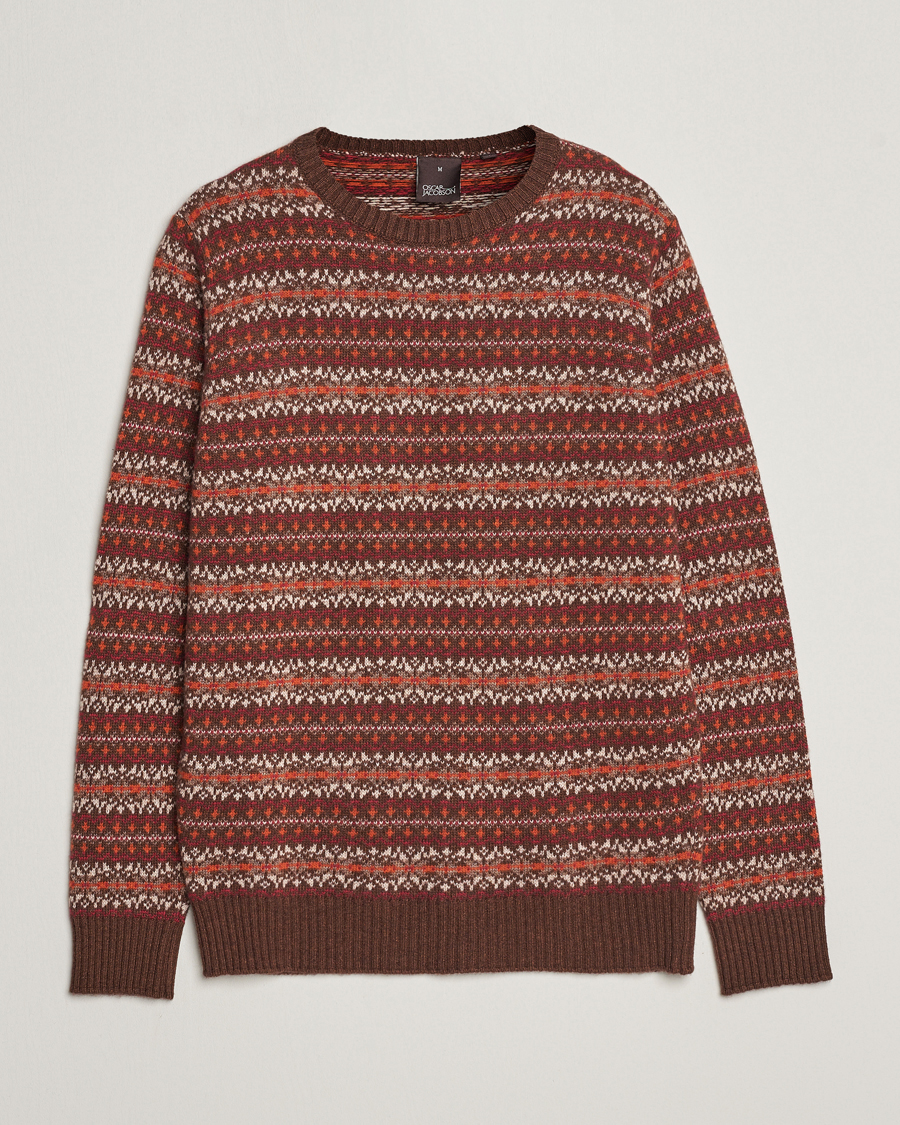 Homme | Pulls Et Tricots | Oscar Jacobson | Pete Fairisle Wool/Cashmere Crewneck Red